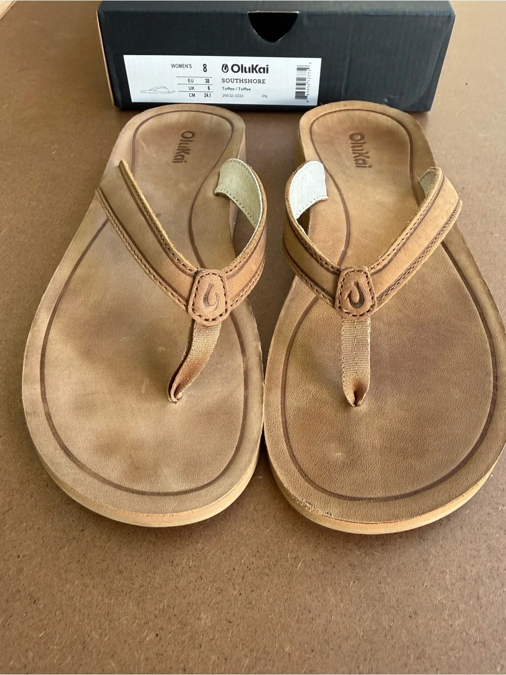 OluKai Southshore Flip Flops in Toffee - Picture 2 of 5